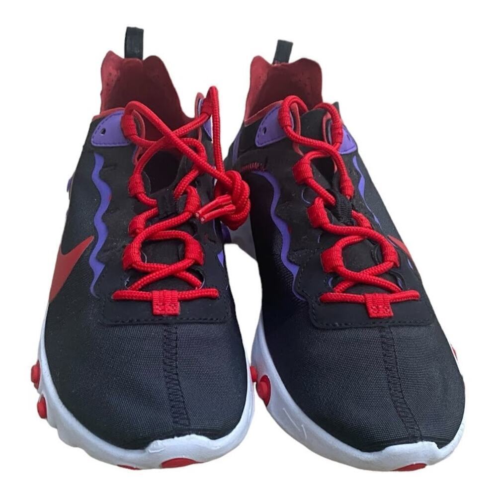 Nike React Element 55 Womenns 7.5 Black Red Purple CQ9903-001 Running Sneakers - Picture 12 of 16